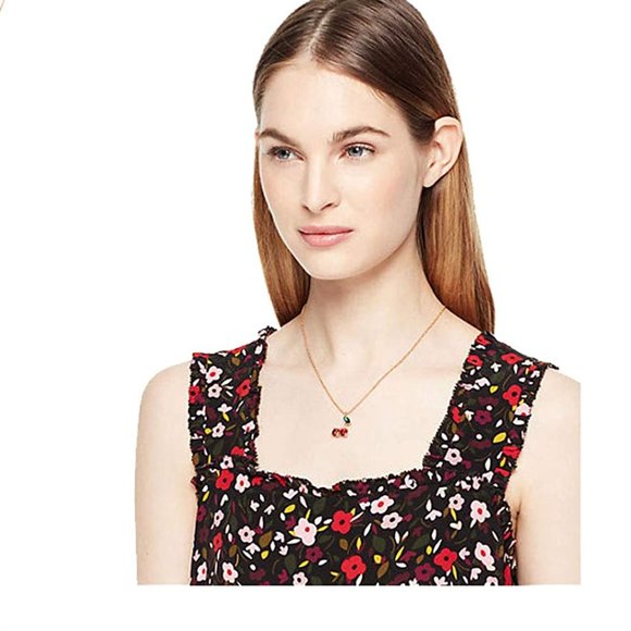 kate spade Gold Cherry Earrings with Red and Green Stones - Picture 3 of 3